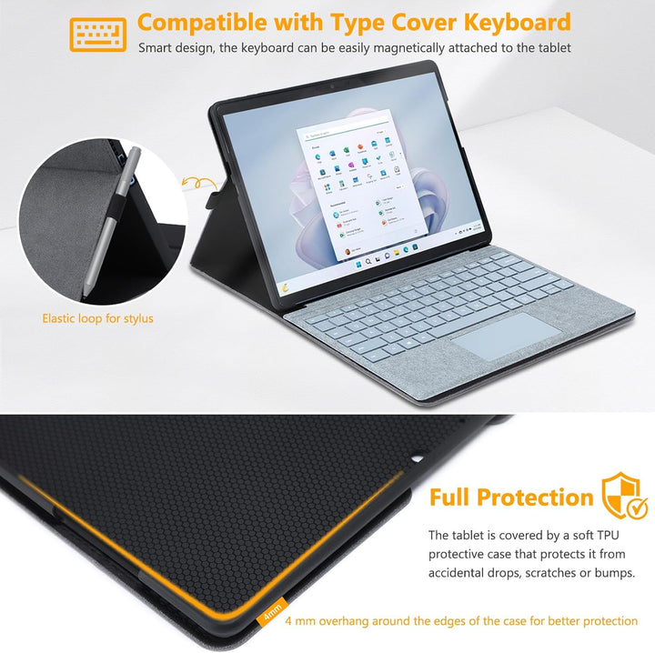 HYZUO Hülle Abdeckung Schutzhülle für 13 Zoll Surface Pro 9 5G 2022 Tragbar Folio Ständer mit Stylus