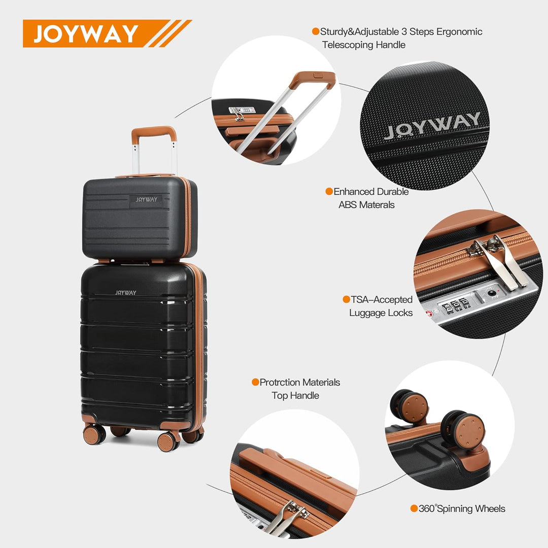 Joyway Kofferset 5tlg Hartschale mit 4 Rollen und TSA-Schloss Der Gepäcksets Enthält 1 Kosmetikkoffe