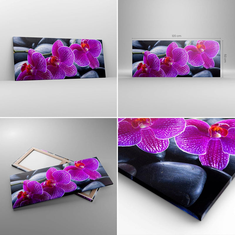 Wandbilder Dekoration Wohnzimmer Blumen Steine Violett Aromatherapie Bilder auf Leinwand 120x50cm Le