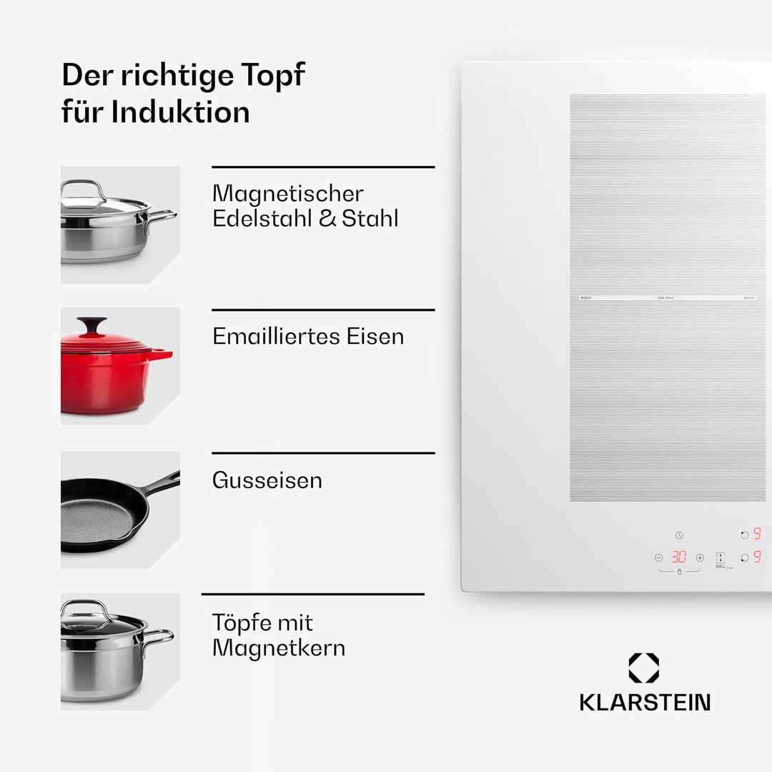 Klarstein Induktionskochfeld, Glaskeramik Kochfeld, 7000W Induktionskochfeld mit 4 Platten, Einbau-I