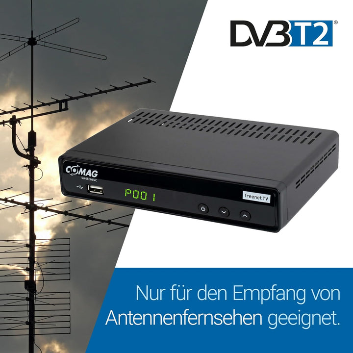COMAG SL65T2 DVB-T2 Receiver, Freenet TV (Private Sender in HD), PVR Ready, Full-HD 1080p, SCART, Me