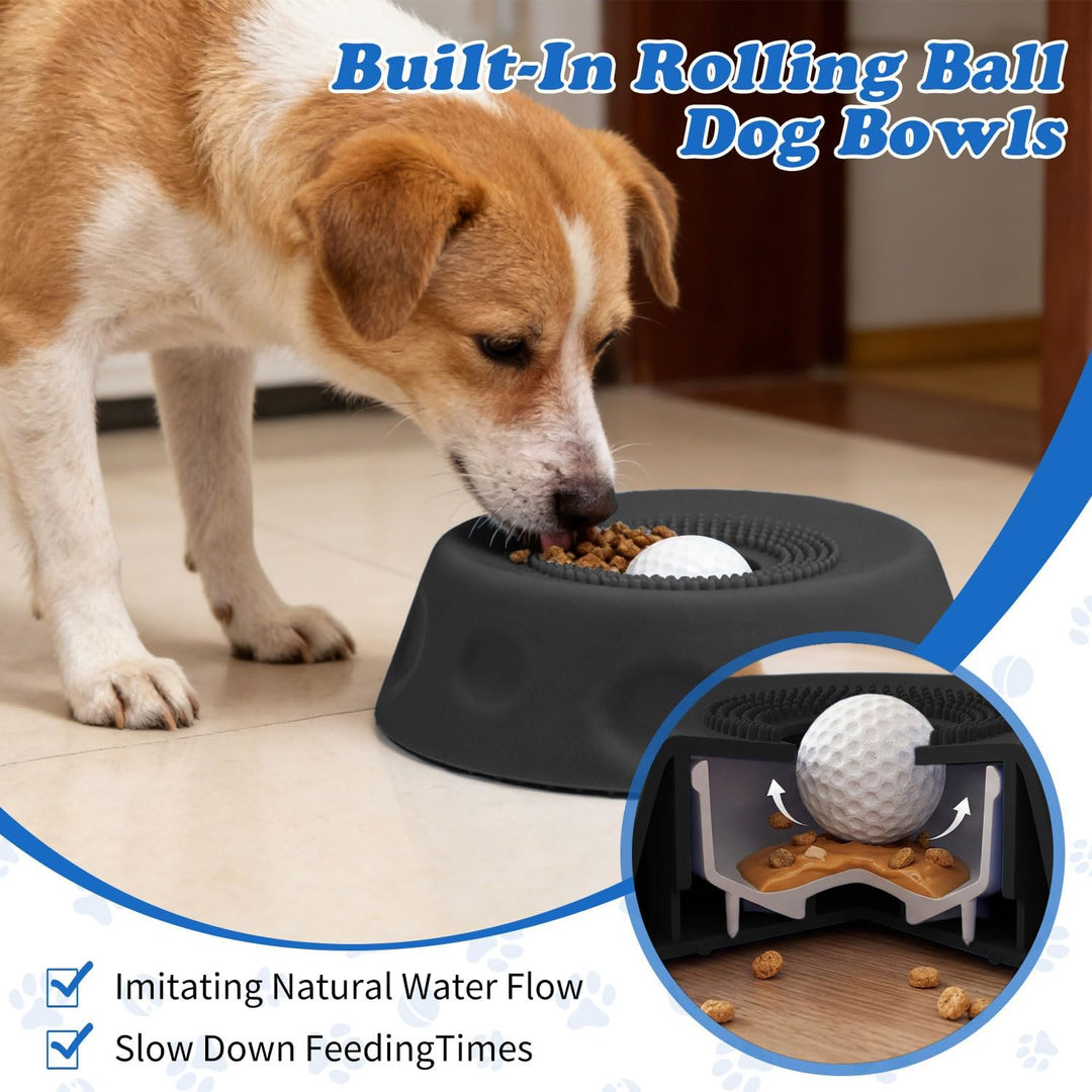 Schleckball Slow Feeder für Hund,Silikon Leckspielzeug mit Anti-Rutschbasis Schwarz, Schwarz