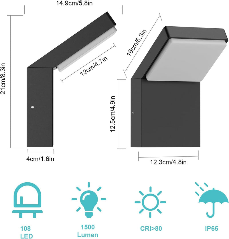 Klighten 24W LED Wandleuchte Aussen Innen, Wasserdicht IP54 Aussenlampe Aussenleuchte Wand Modern Wa