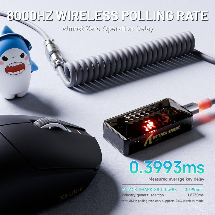 ATTACK SHARK X8 Ultra 8KHz Drahtlose Gaming-Maus, 55g Ultraleicht, Nordic52840, PAW3950MAX, 42KDPI,