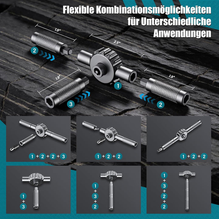 66-in-1 Ratschenschraubendreher Set, Magnetic Screwdriver Set mit 62 S2-Bits, Abnehmbarem Ratschengr