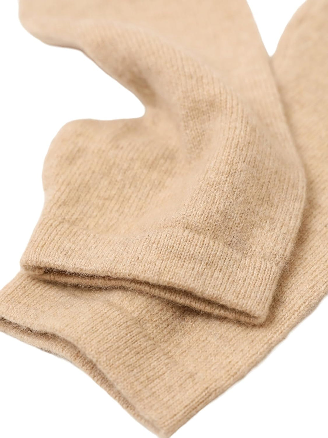Kaschmir-Wolle Damen Pulswärmer fingerlose Handschuhe Hand-Stulpen 19 cm X 10 cm Taupe Beige, 19 cm