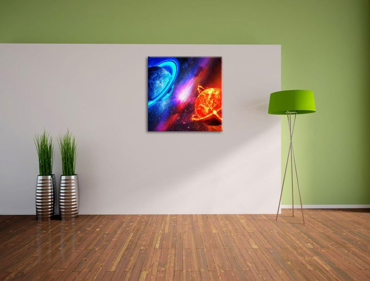 Ausgleich im Weltall, Format: 70x70 auf Leinwand, XXL riesige Bilder fertig gerahmt mit Keilrahmen,