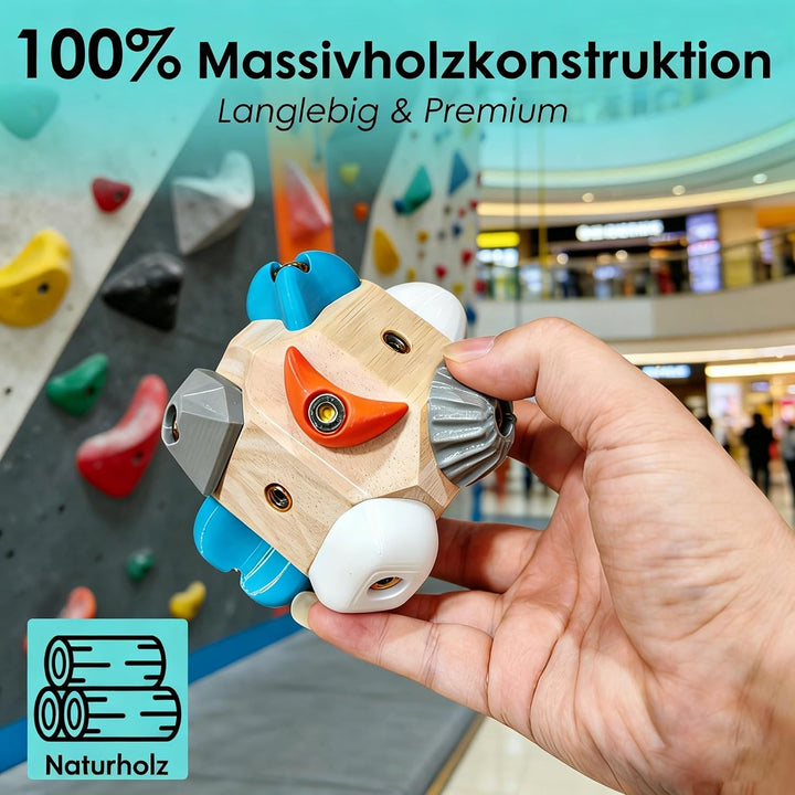 Handgefertigter Kletterblock aus Massivholz, Fingertrainer für Griffkraft mit Individuellen Routen,