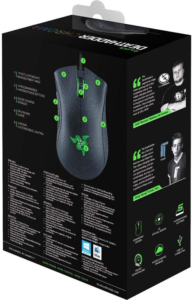 Razer Deathadder Ergonomische Gaming-Maus DeathAdder Chroma, DeathAdder Chroma