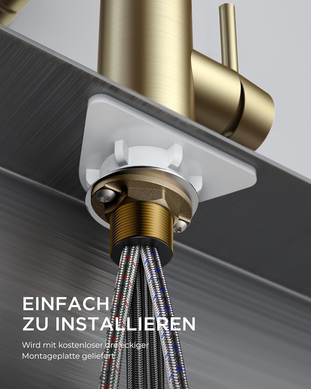 FORIOUS Wasserhahn Küche, Küchenarmatur Ausziehbar mit Brause, Spültischarmatur Küche, L-förmiger Ed