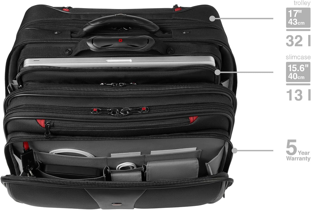 Wenger Patriot 2-TLG Laptop Trolley für Notebook bis 17 Zoll, herausnehmbare Laptoptasche 15,6 Zoll,