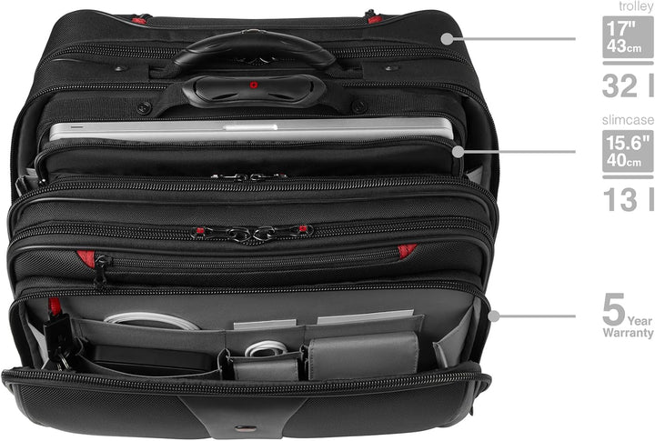Wenger Patriot 2-TLG Laptop Trolley für Notebook bis 17 Zoll, herausnehmbare Laptoptasche 15,6 Zoll,