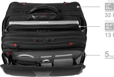 Wenger Patriot 2-TLG Laptop Trolley für Notebook bis 17 Zoll, herausnehmbare Laptoptasche 15,6 Zoll,