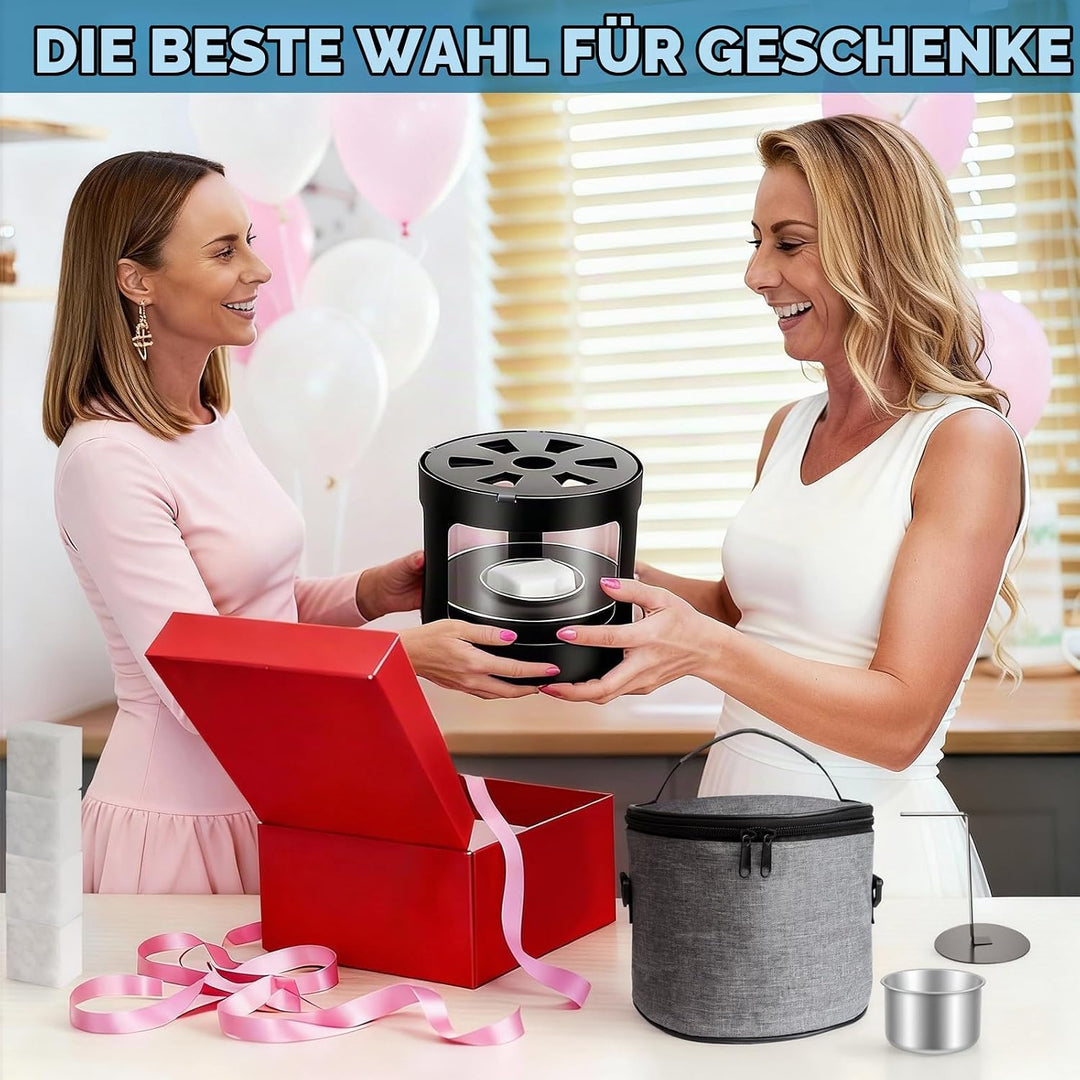 Edelstahl Feuerstelle mit Glaswindschutz, Feuerschale - Feuerkorb Indoor &amp; Outdoor, Anwendbar Holz &amp;