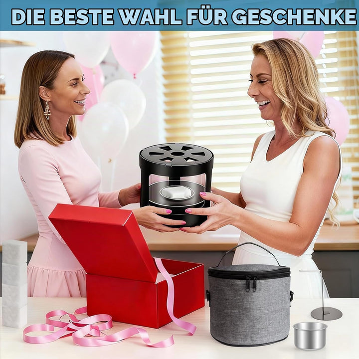 Edelstahl Feuerstelle mit Glaswindschutz, Feuerschale - Feuerkorb Indoor &amp; Outdoor, Anwendbar Holz &amp;