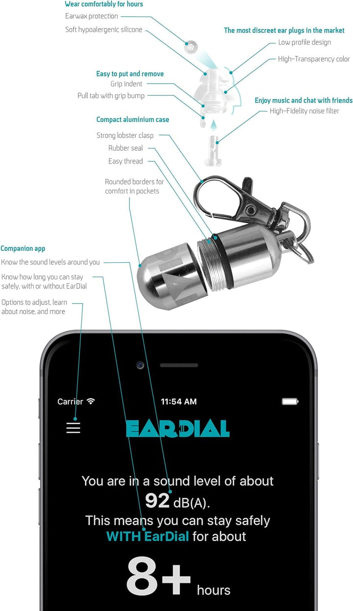 EarDial HiFi Ohrstöpsel - Unsichtbare Gehörschutz für Konzerte, Musik Festivals, Disco, Musiker, Mot