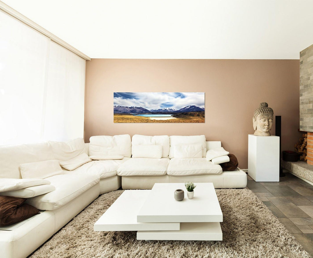 Paul Sinus Art Panoramabild auf Leinwand und Keilrahmen 150x50cm Patagonien Nationalpark See Berge W