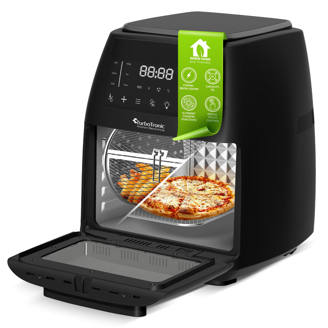 TurboTronic Heissluftfritteuse XXL 12L – Digitale Airfryer & Dörrautomat mit 12 Programmen, Fettfrei