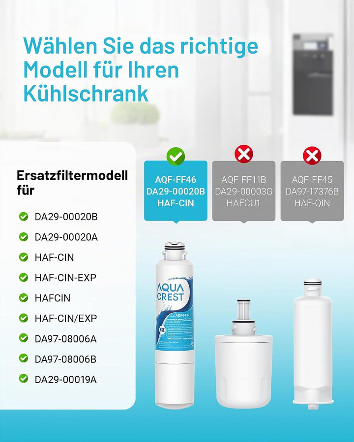3X AQUACREST DA29-00020B Kühlschrank Wasserfilter, Kompatibel mit Samsung DA29-00020B, HAF-CIN EXP D