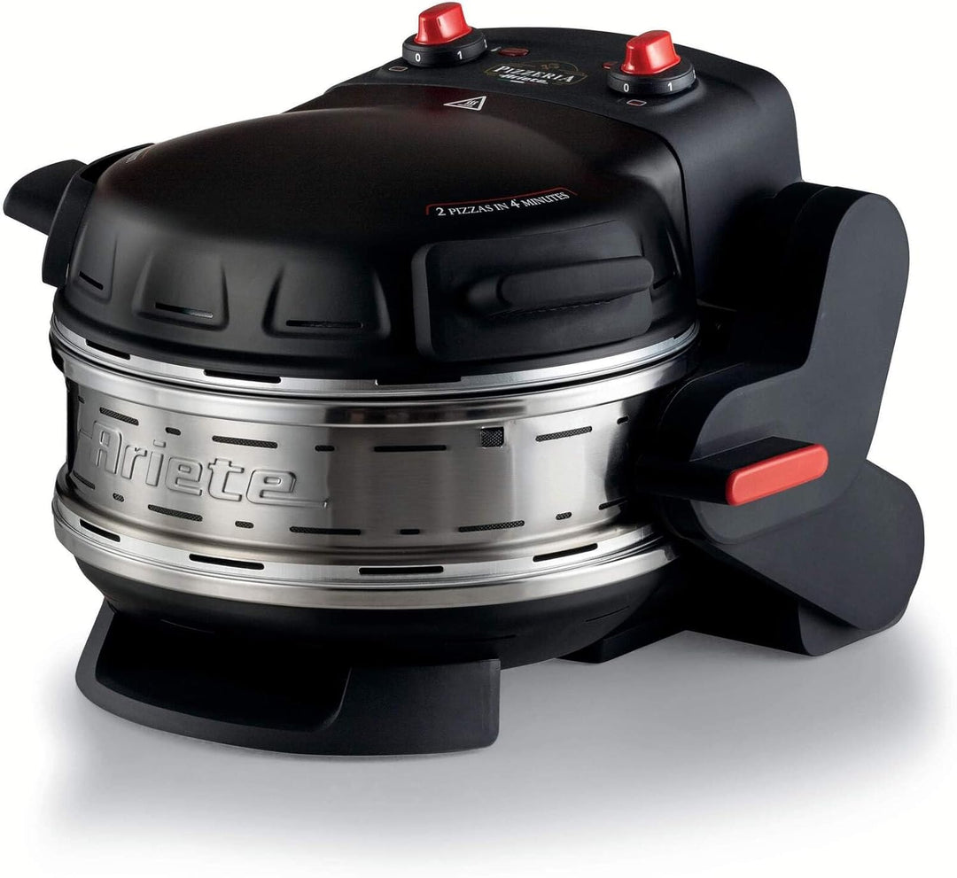 Ariete Forno Pizza Doppio 927, Pizzaofen mit 5 Kochstufen, 2 feuerfesten Antihaft-Platten, 2 Holzkli