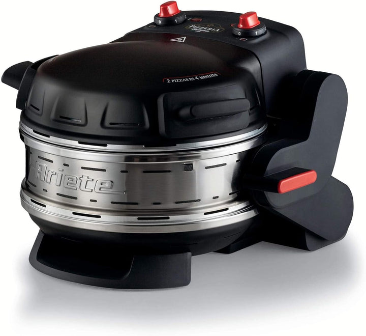 Ariete Forno Pizza Doppio 927, Pizzaofen mit 5 Kochstufen, 2 feuerfesten Antihaft-Platten, 2 Holzkli