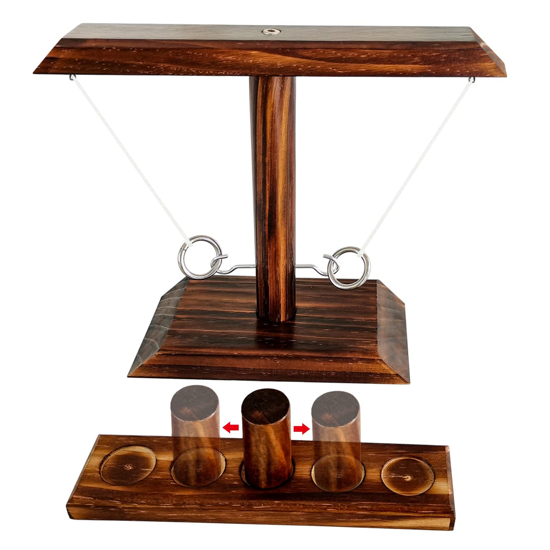 Ring Toss Game, Holz Tischplatte Hook Ringwurfspiel Kinder, Premium Party Wurfspiele Spiel für Famil