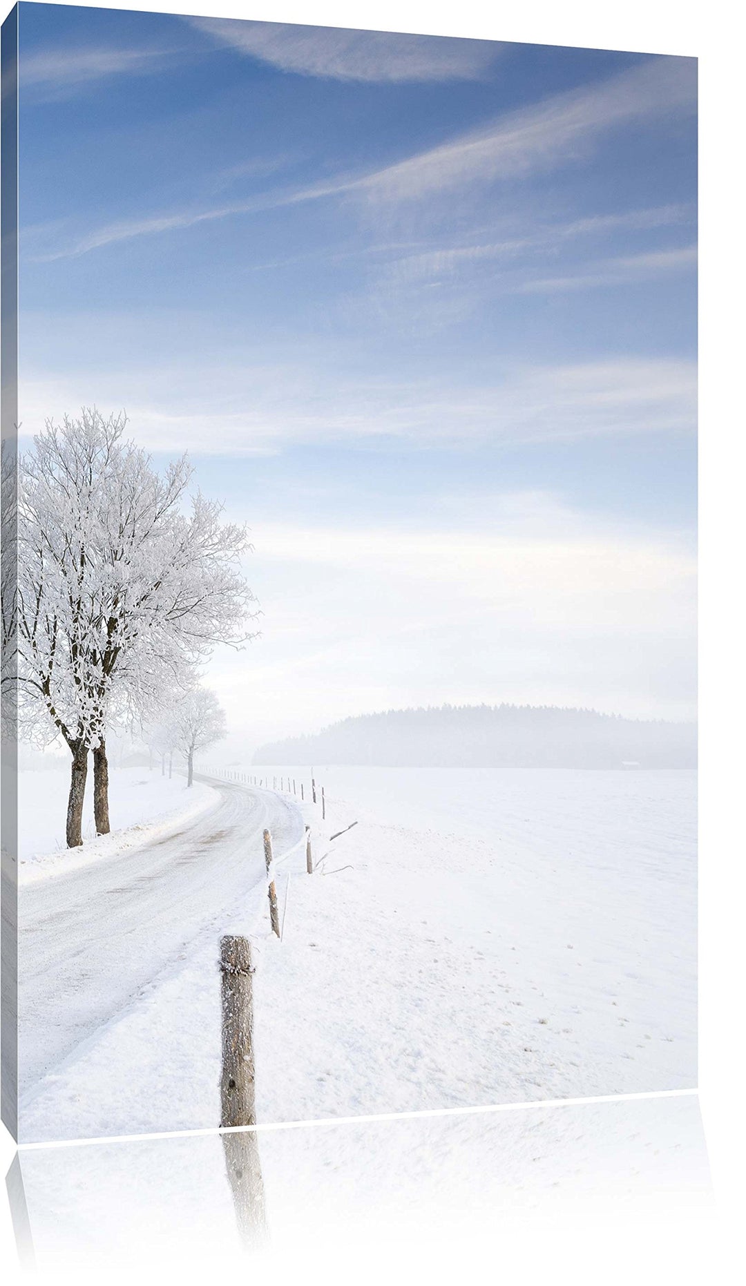 Pixxprint Baum im Schnee, Format: 100x70 auf Leinwand, XXL riesige Bilder fertig gerahmt mit Keilrah