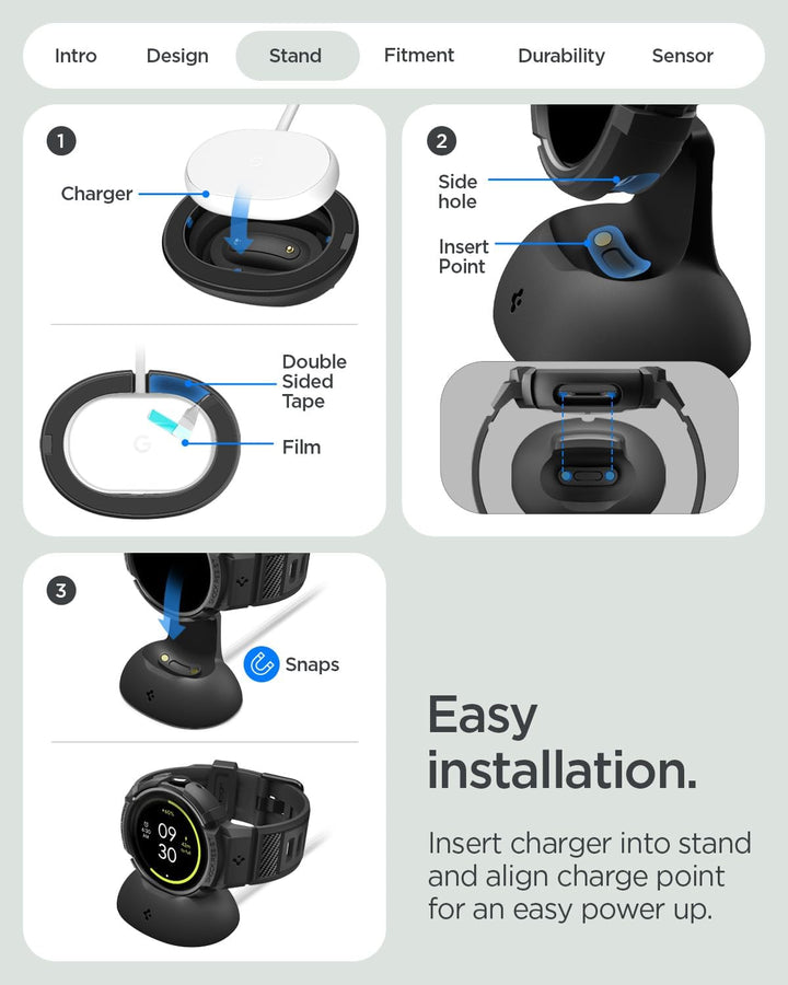 Spigen Rugged Armor Pro Hülle mit Armband Kompatibel mit Google Pixel Watch 4 41mm (2025) mit Ladest