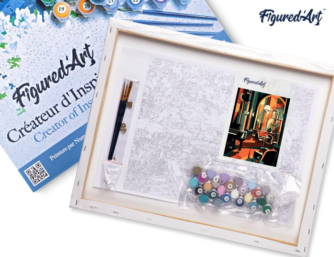 Figured'Art Malen Nach Zahlen Erwachsene Mit Rahmen Art-Deco-Club - Paint by Numbers Basteln DIY Bas