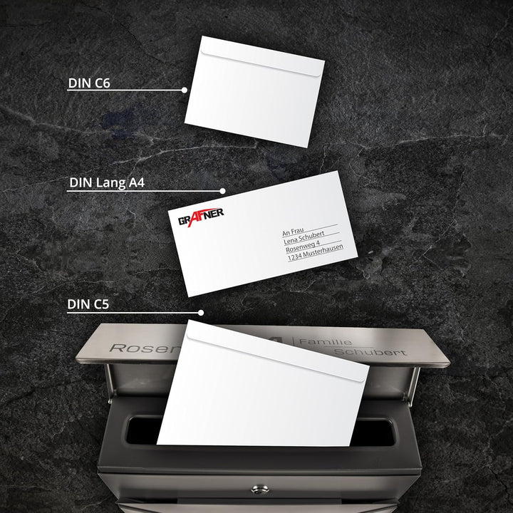Grafner Premium Briefkasten personalisiert, RAL7016 mit Zeitungsfach und 2 Schlüssel, moderner Postk