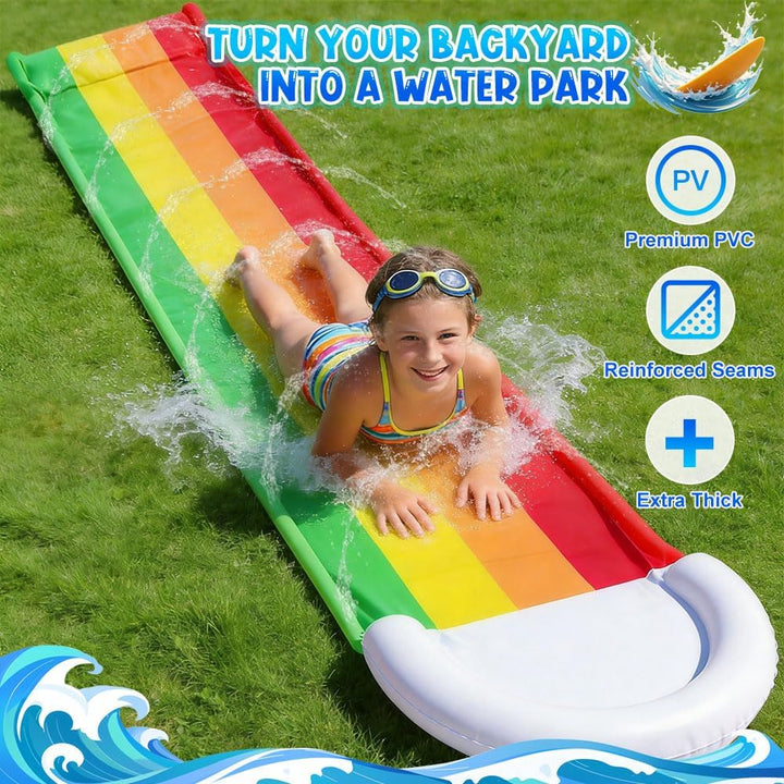 Wasserrutsche Garten für Kinder, Wasserrutschbahn mit 1 Aufblasbaren Rutschbrettern, Wasserrutsche G
