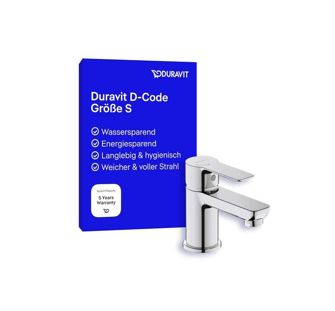 Duravit D-Code Waschtischarmatur, Grösse S (Auslauf Höhe 125 mm), energiesparende Waschbecken Armatu