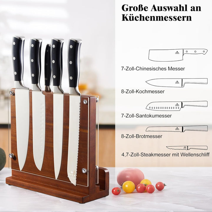 ENOKING Messerblock Magnetisch ohne Messer mit transparentem Acrylschilde, hochwertiges Magnet Messe