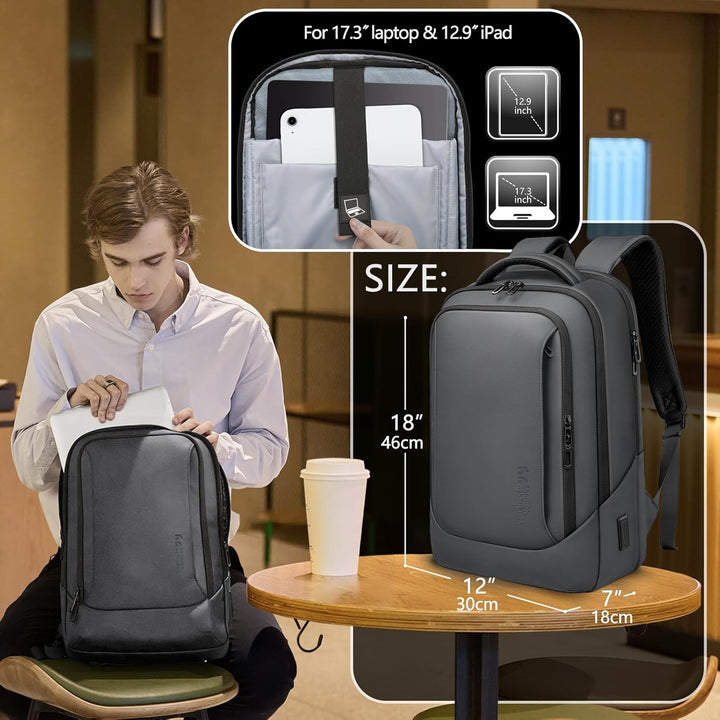 Laptop Business Rucksack Herren mit 17,3 Zoll laptopfach mit USB-Ladeanschluss Diebstahlsicher Handg