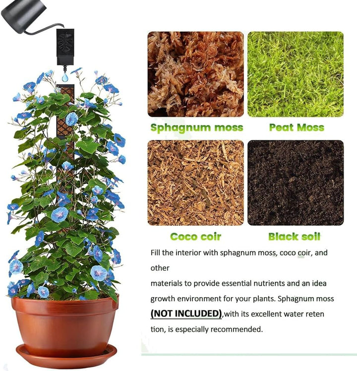 6pcs Moosstab für Monstera Rankhilfe, Selbstbewässerung Moosstab,mit Giesshilfe und Kabelbinder, Pfl