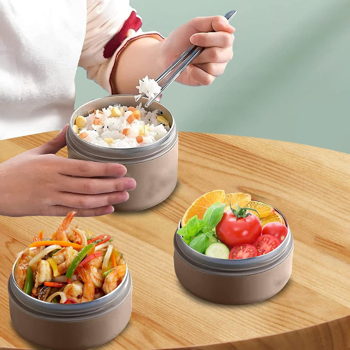 Glorlliant Thermische Lunchbox, Bento Lunchbox, Auslaufsicher, 3 Ebenen, Stapelbar, Aus Edelstahl, W