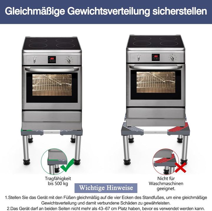 DEWEL Untergestell Kühlschrank erhöhung Höhe 33-36cm Verstellbare unterschrank kühlschrank sockel fü