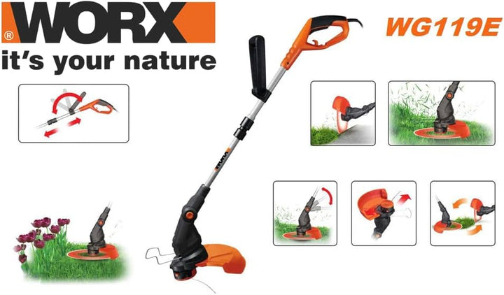 WORX WG119E Rasentrimmer 550W – Rasen Schneider mit 2-in-1 Funktion: Trimmen & Kantenschneiden – Ink