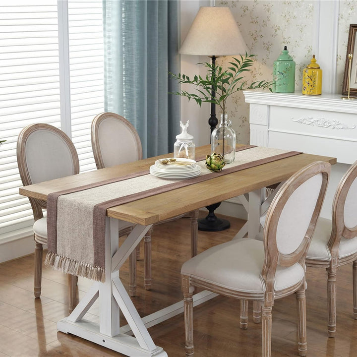 Gualiy Vintage Tischläufer Baumwolle, Tischläufer 180CM Tischläufer Modern mit Quasten Tischläufer A