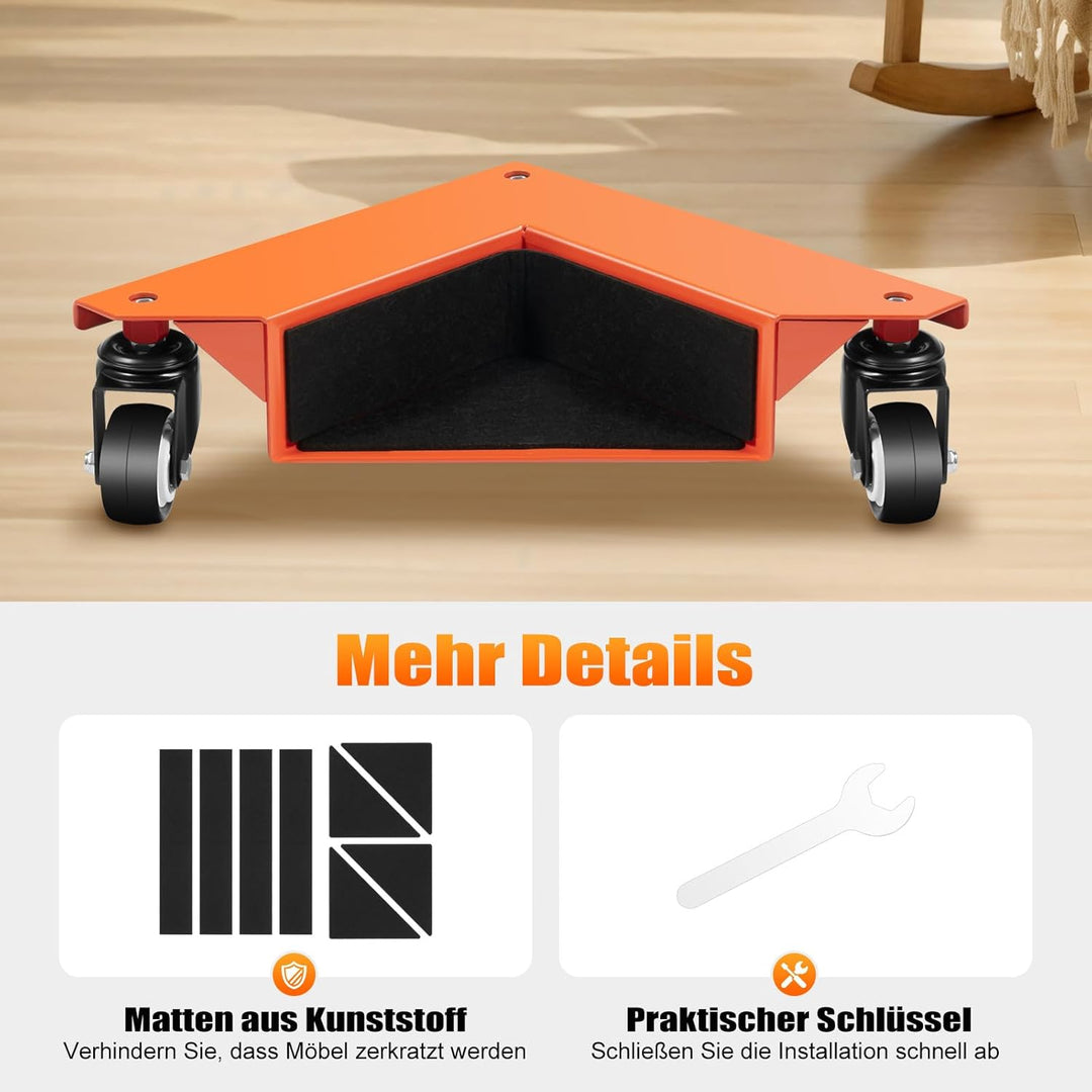 4 Stück Eckenroller Set Möbel Transportrollen Set Möbelrollen Schwerlast Tragkraft 639 kg Möbel Doll