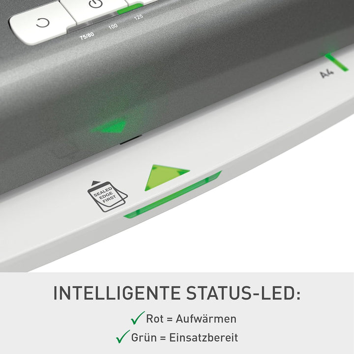 Leitz A4 Laminiergerät, Für 80 bis 125 mic Laminierfolien, inkl. Laminierhüllen Starterkit, schnelle