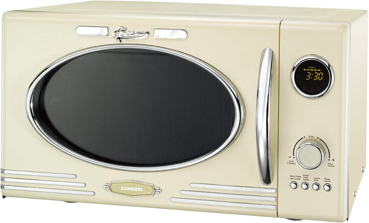 MELISSA 16330128 Retro Mikrowelle/1000 Watt/23 Liter Garraum,Design Mikrowelle mit Grill/Creme Farbe