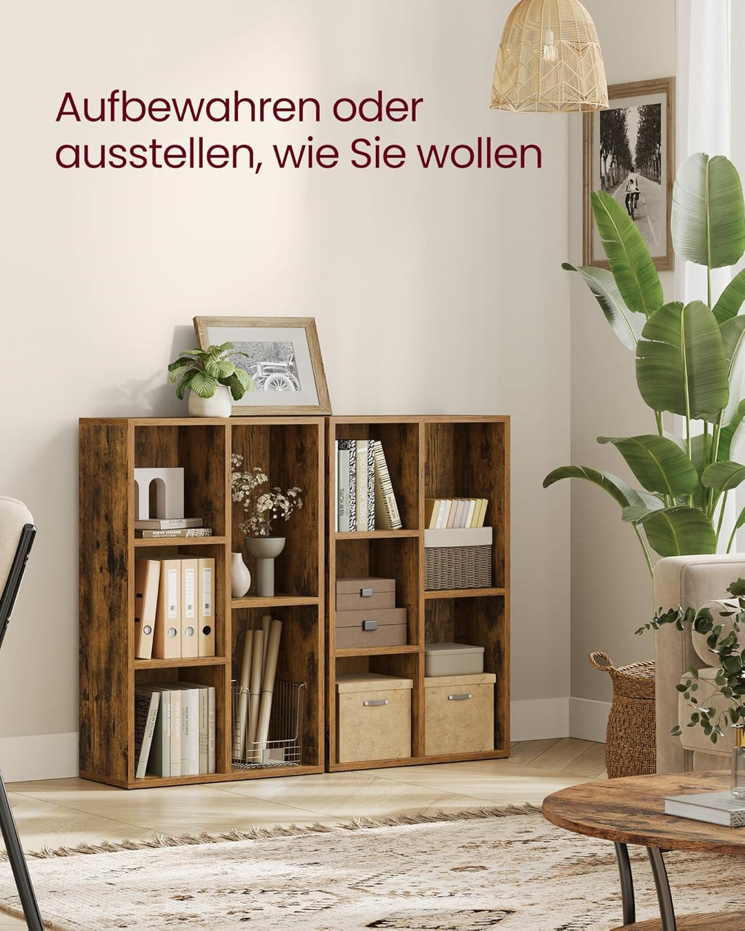 VASAGLE Bücherregal, Regal, Standregal, Büroregal, mit 5 Fächern, offen, für Wohnzimmer, Arbeitszimm