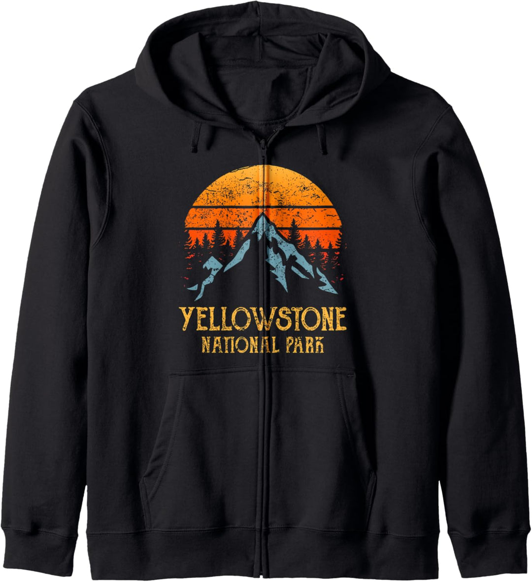 Vintage Yellowstone NP Retro Berge Yellowstone Kapuzenjacke