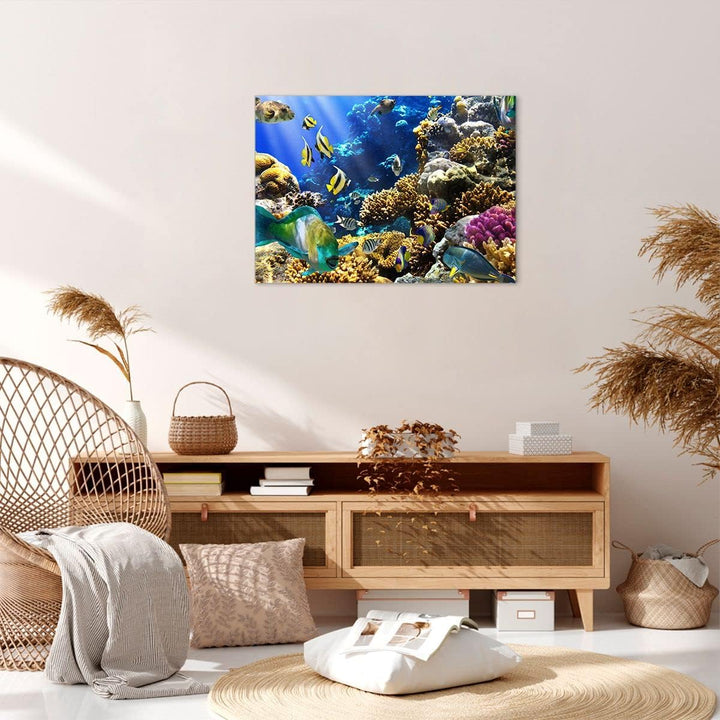 Bilder auf Leinwand Korallenriff Ozean Krabbe Fisch Leinwandbild 70x50cm Wandbilder Dekoration Wohnz