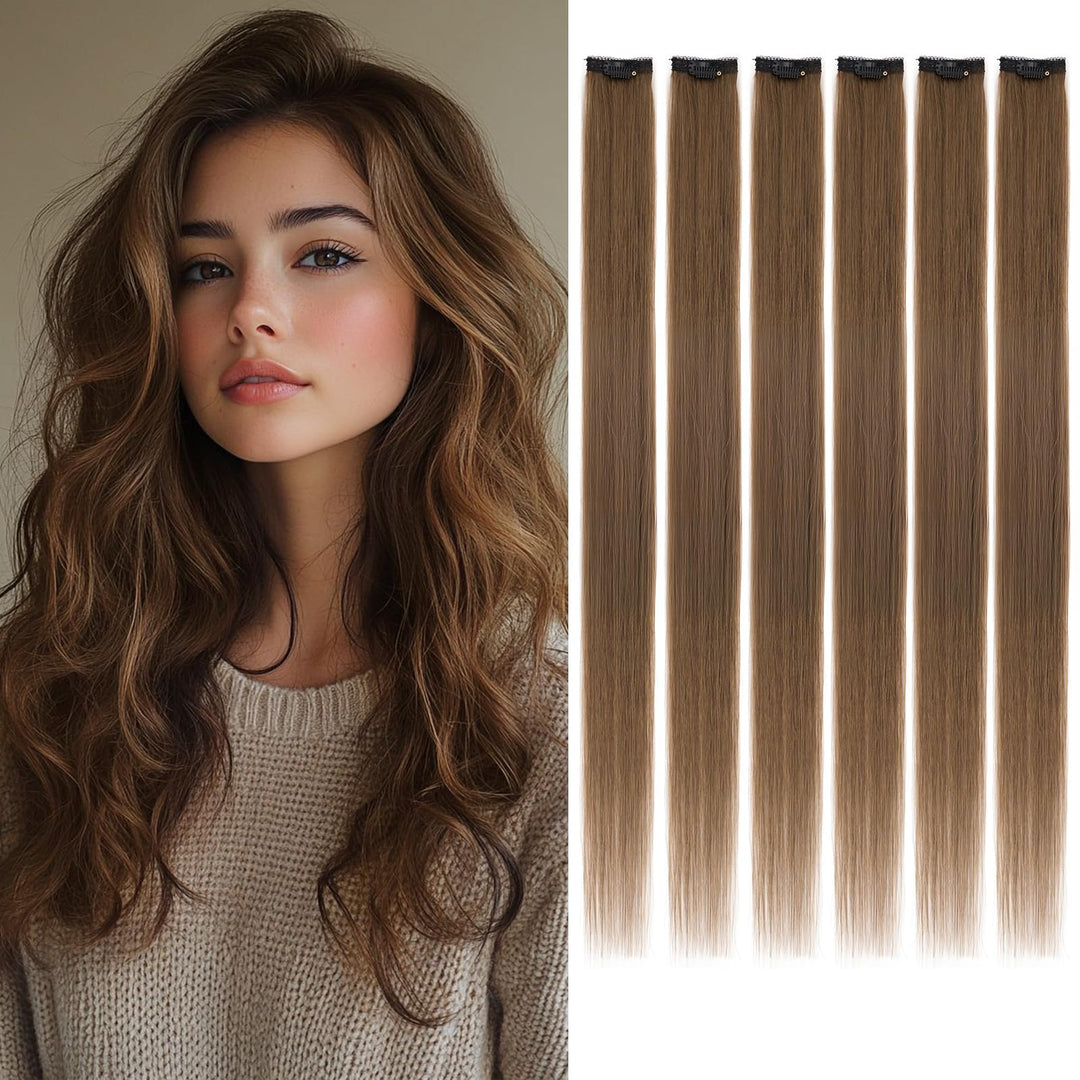 Benehair Clip in Extensions Echthaar 6 Stück, 25CM Single Clip Echthaar Extension Highlights für Fra