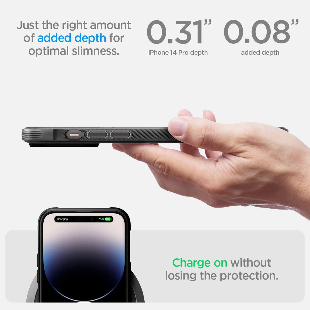 Spigen Rugged Armor MagFit Hülle Kompatibel mit iPhone 14 Pro -Matte Black, Matte Black