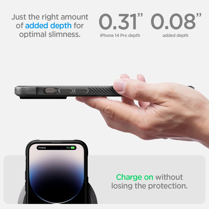 Spigen Rugged Armor MagFit Hülle Kompatibel mit iPhone 14 Pro -Matte Black, Matte Black