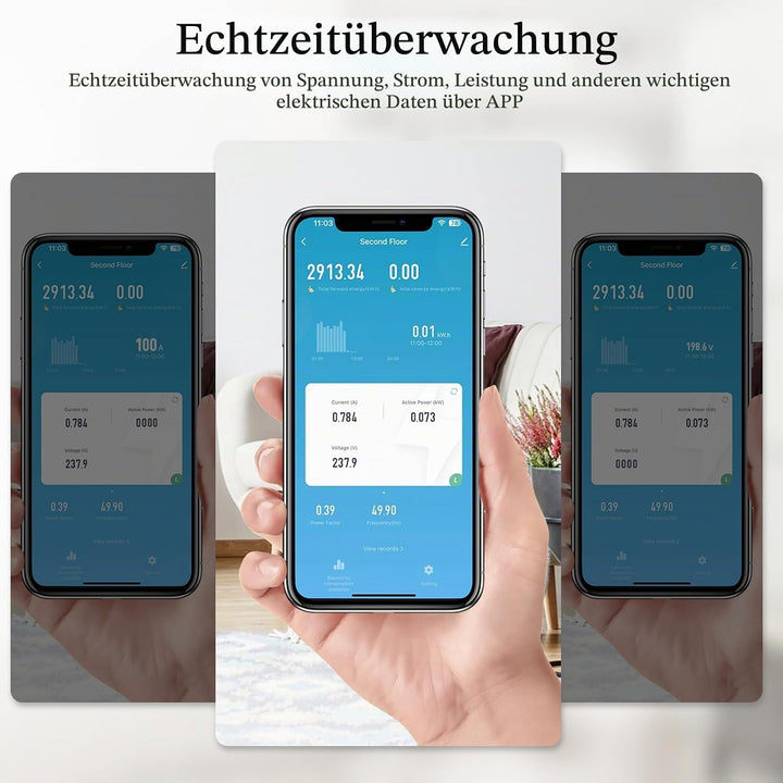 eMylo Smart Wifi Energiemessgerät Mini-Stromverbrauchsmessgerät 99% hohe Genauigkeit 1 Phasen Echtze