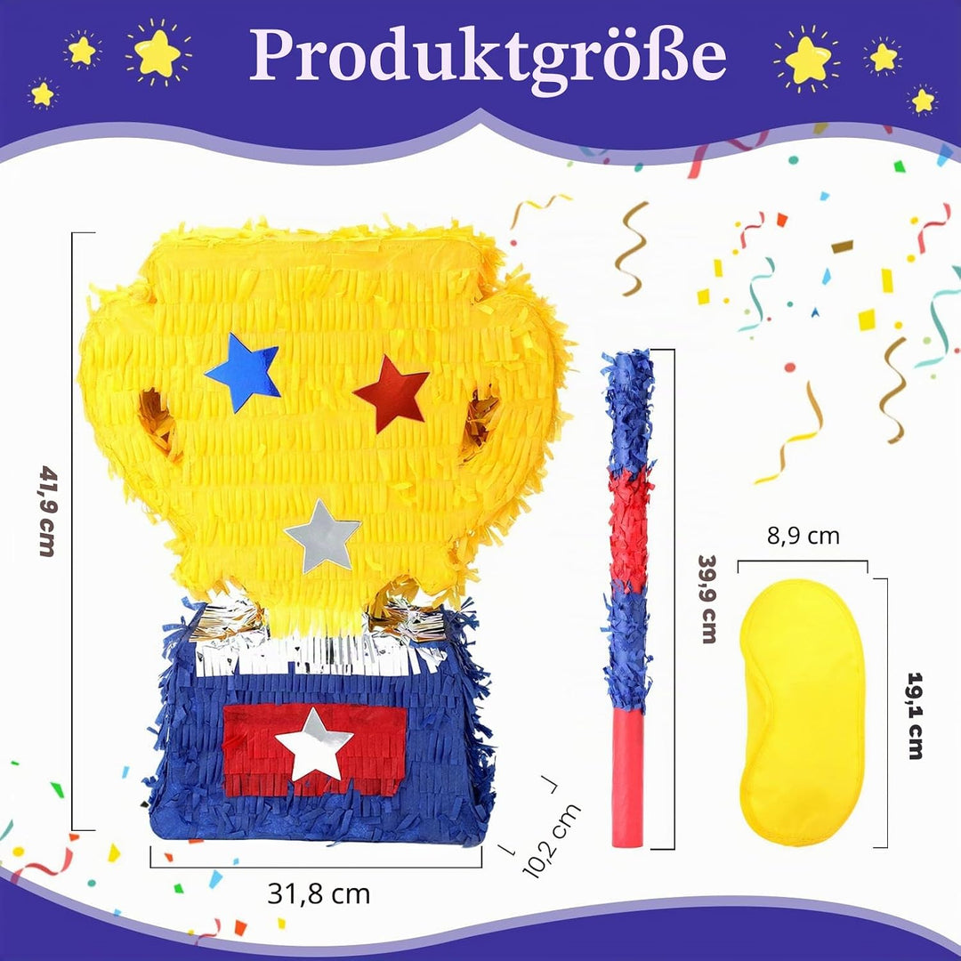 Trophäen-Pinatas-Set mit Augenbinde und Fledermaus (39,1 x 33 x 10,2 cm), perfekt für Geburtstagsfei